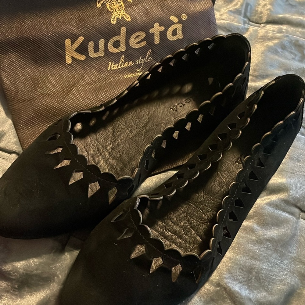 Suede Italian made black flats- size 42 (11)